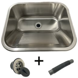 Tanque Lavanderia 45 X 45 com Acessórios Aço Inox Escovado - 1
