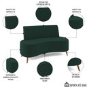 Ver imagem 3 de Sofá 2 Lugares para Sala Living 160cm Pés Palito Tamar K04 Veludo Verde - Mpozenato