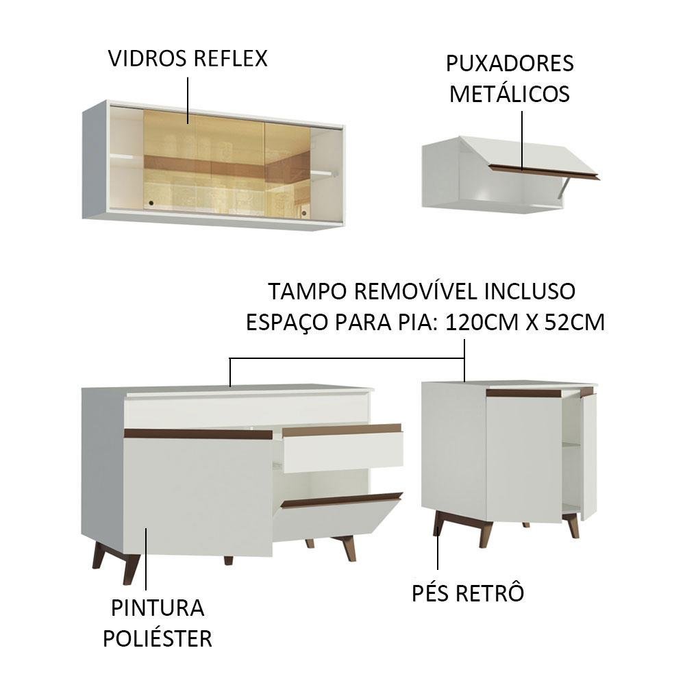 Armário de Cozinha Compacta 190cm Branco Reims Madesa 01 - 5