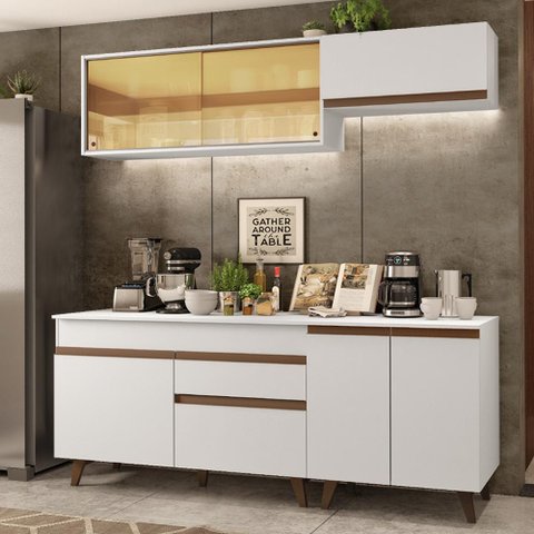 Armário de Cozinha Compacta 190cm Branco Reims Madesa 01