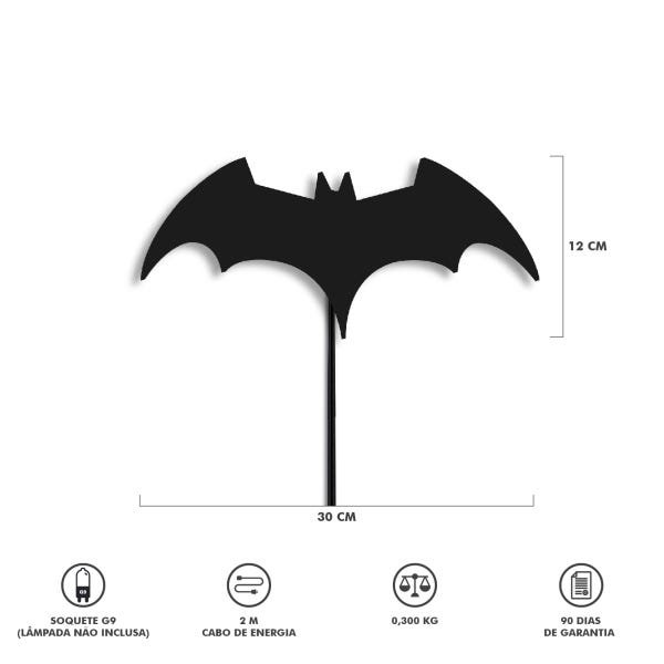 Luminária Abajur Parede Batman Madeira G9 30cm Decoração - 5