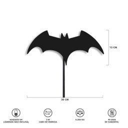 Luminária Abajur Parede Batman Madeira G9 30cm Decoração - 5