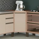 Ver imagem 1 de Balcão de Canto Armário Mdf Baixo Oblíquo 1 Porta 1 Prateleira Cozinha Multiuso Marrom Madeira