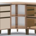 Ver imagem 4 de Balcão de Canto Armário Mdf Baixo Oblíquo 1 Porta 1 Prateleira Cozinha Multiuso Marrom Madeira