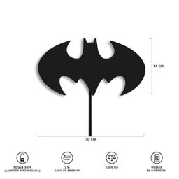 Luminária Abajur Parede Batman Madeira G9 30cm Decoração - 5
