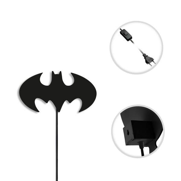 Luminária Abajur Parede Batman Madeira G9 30cm Decoração - 3
