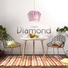 Luminária Pendente Diamond Madeira Soquete E27 Mesa Sala Rosa Claro - 2