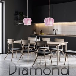 Luminária Pendente Diamond Madeira Soquete E27 Mesa Sala Rosa Claro - 4