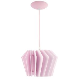 Luminária Pendente Diamond Madeira Soquete E27 Mesa Sala Rosa Claro - 1