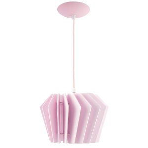 Luminária Pendente Diamond Madeira Soquete E27 Mesa Sala Rosa Claro