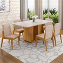 Ver imagem 2 de Kit Mesa de Jantar Harpa com 6 Cadeiras Sinfonia em Linho Naturale/off White/creme
