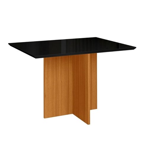 Mesa de Jantar Helô Tampo com Vidro 120cm Freijó/Grafite/Preto - Pallazio