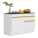 Ver imagem 1 de Balcão Cozinha 120cm com Rodapé 2 Portas 1 Gaveta Veneza Multimóveis V2117 Branco/Dourado