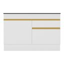 Ver imagem 3 de Balcão Cozinha 120cm com Rodapé 2 Portas 1 Gaveta Veneza Multimóveis V2117 Branco/Dourado