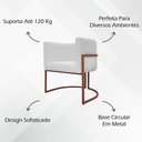 Ver imagem 3 de Poltrona Decorativa Recepção Luna Base de Ferro Bronze - Branco Corino