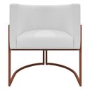 Ver imagem 5 de Poltrona Decorativa Recepção Luna Base de Ferro Bronze - Branco Corino