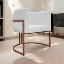 Ver imagem 2 de Poltrona Decorativa Recepção Luna Base de Ferro Bronze - Branco Corino