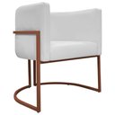 Ver imagem 1 de Poltrona Decorativa Recepção Luna Base de Ferro Bronze - Branco Corino