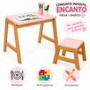 Ver imagem 3 de Conjunto Mesa e Banco Infantil Encanto Madeira Pinus Rosa