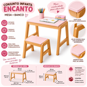 Ver imagem 5 de Conjunto Mesa e Banco Infantil Encanto Madeira Pinus Rosa