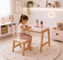 Ver imagem 2 de Conjunto Mesa e Banco Infantil Encanto Madeira Pinus Rosa
