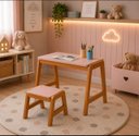 Ver imagem 1 de Conjunto Mesa e Banco Infantil Encanto Madeira Pinus Rosa