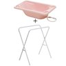 Kit Banheira Para Bebê Até 15Kg Rígida Galzerano + Suporte - Rosa - 1