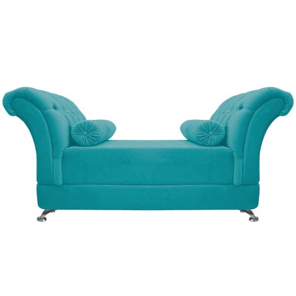 Kit Cabeceira Lady e Recamier Taty 140 cm Casal Suede Azul Turquesa - ADJ Decor - 3