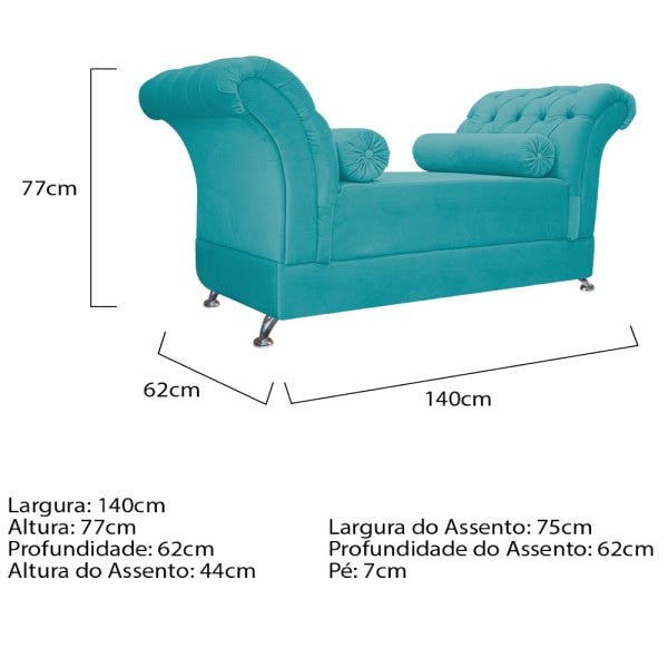 Kit Cabeceira Lady e Recamier Taty 140 cm Casal Suede Azul Turquesa - ADJ Decor - 5