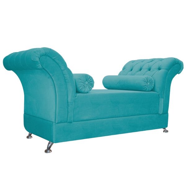 Kit Cabeceira Lady e Recamier Taty 140 cm Casal Suede Azul Turquesa - ADJ Decor - 7