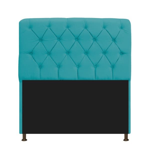 Kit Cabeceira Lady e Recamier Taty 140 cm Casal Suede Azul Turquesa - ADJ Decor - 2
