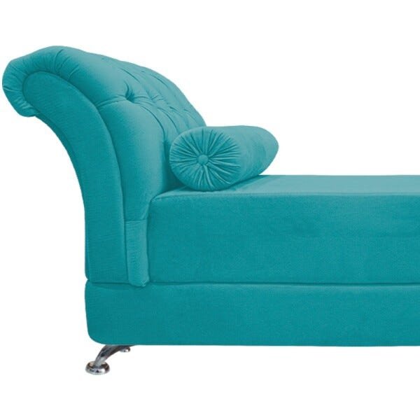 Kit Cabeceira Lady e Recamier Taty 140 cm Casal Suede Azul Turquesa - ADJ Decor - 11