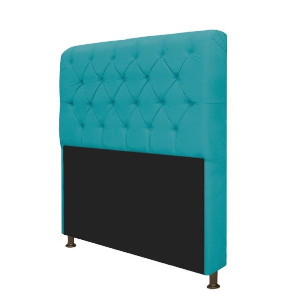 Kit Cabeceira Lady e Recamier Taty 140 cm Casal Suede Azul Turquesa - ADJ Decor - 6
