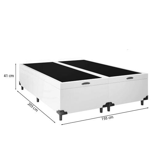Cama Box Baú King 193 Tecido Sintético Branco com Colchão Nazar Molas Ensacadas com Pillow Top - Bel - 3