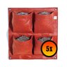 5 Vasos De Feltro Horta de Parede Quadrado 4 Plantas Vermelho - 1