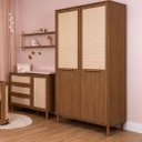Ver imagem 2 de Guarda-Roupa 2 Portas com Tela de Rattan Cor Nogueira