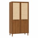 Ver imagem 3 de Guarda-Roupa 2 Portas com Tela de Rattan Cor Nogueira