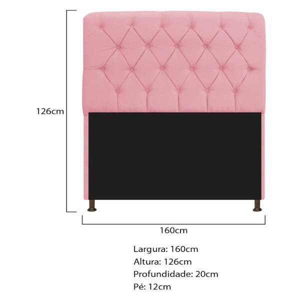 Kit Cabeceira Lady e Recamier Taty 160 cm Queen Size Suede Rosa Bebê - ADJ Decor - 4