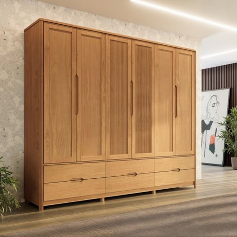 Guarda Roupa Madeira Maciça 3307U Nest 06 Portas e 06 Gavetas Tauari Finestra