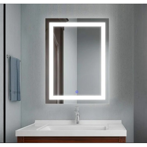 Espelho 4mm Banheiro Led 3 Cores 100x60 Retangular Touch Luz Toalete Luz Forte