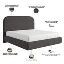 Ver imagem 5 de Cama Queen Flutuante com Cabeceira 160cm Aura W01 Linho Cinza Escuro - Lyam Decor