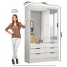 Guarda Roupa Com 2 Portas De Correr Premium 6 Gavetas Com Espelho Sevilha Carioca Móveis Branco - 3