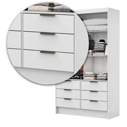 Guarda Roupa Com 2 Portas De Correr Premium 6 Gavetas Com Espelho Sevilha Carioca Móveis Branco - 5