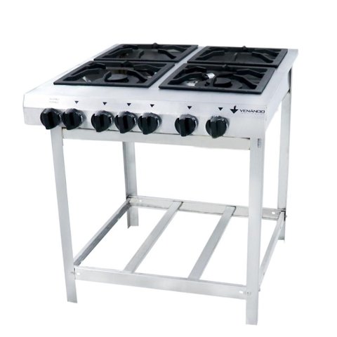 Fogão Industrial Venâncio 4 Bocas 2 Duplas a Gás Baixa Pressão Extra com Painel Inox Ei4-15335