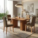Ver imagem 1 de Mesa de Jantar 4 Lugares Orlando Ripado 180 cm Cinamomo/Mascavo - Panorama Moveis
