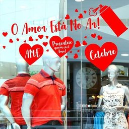 Adesivo Para Vitrine Dia Dos Namorados O Amor Está no AR-Grande 130x70cm - 1