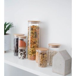 Conjunto Potes Vidro Hermético Tampa Bambu 450ml E 800ml 8un - 7