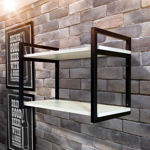 Prateleira Suspensa Industrial para Microondas Organizadora Ferro e Mdf P/ Qualquer Ambiente