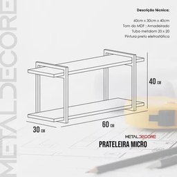 Prateleira Suspensa Industrial para Microondas Organizadora Ferro e Mdf P/ Qualquer Ambiente - 6