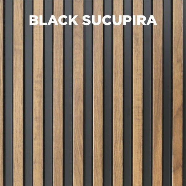 Painel Ripado 3d Imita Madeira Mdf Parede Decorativa Plástic:Black Sucupira - 1